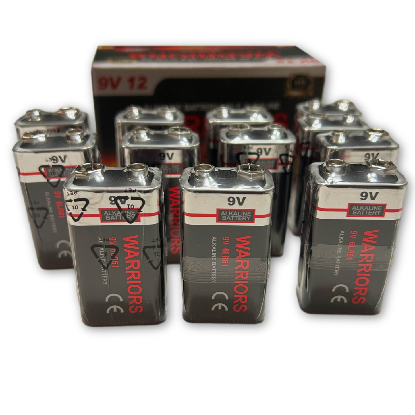 9V Alkaline Batteries — 12‑Pack