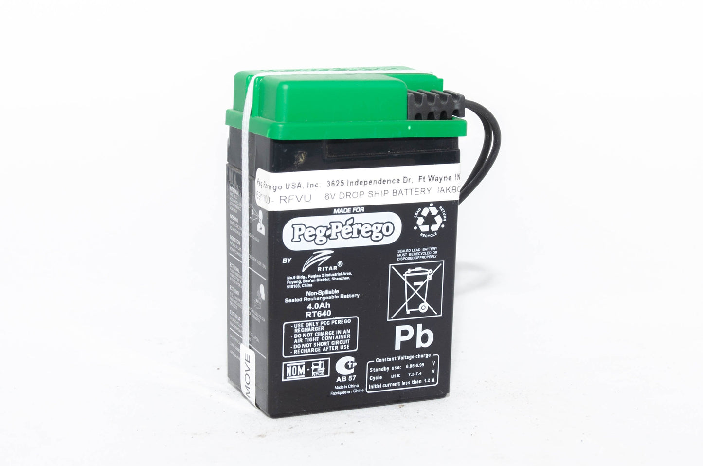 Peg Perego 6V 4AH Green Battery IAKB0509 - BRS Toy Battery
