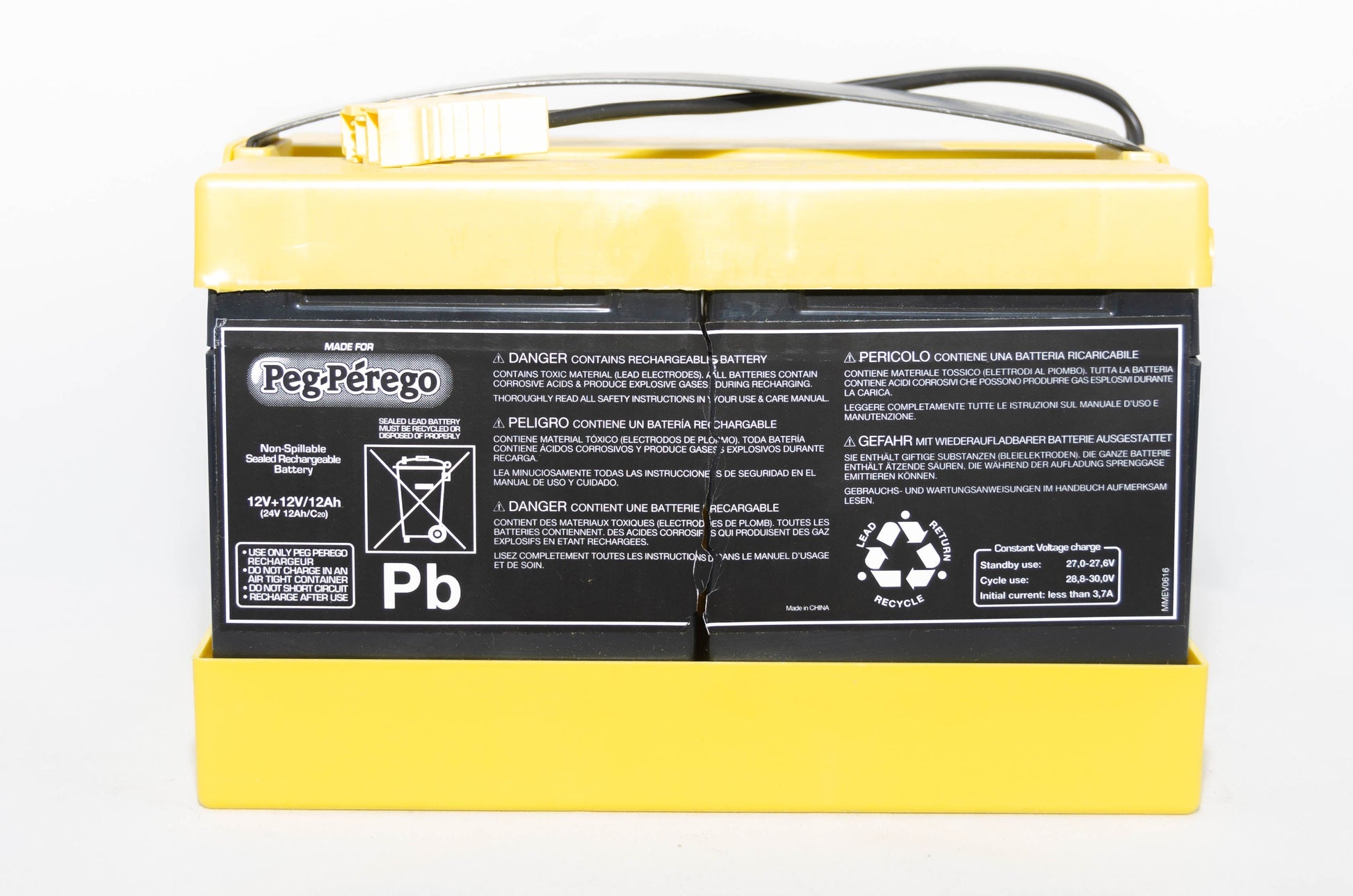 Peg Perego 24V 12AH Yellow Battery IAKB0020 - BRS Toy Battery