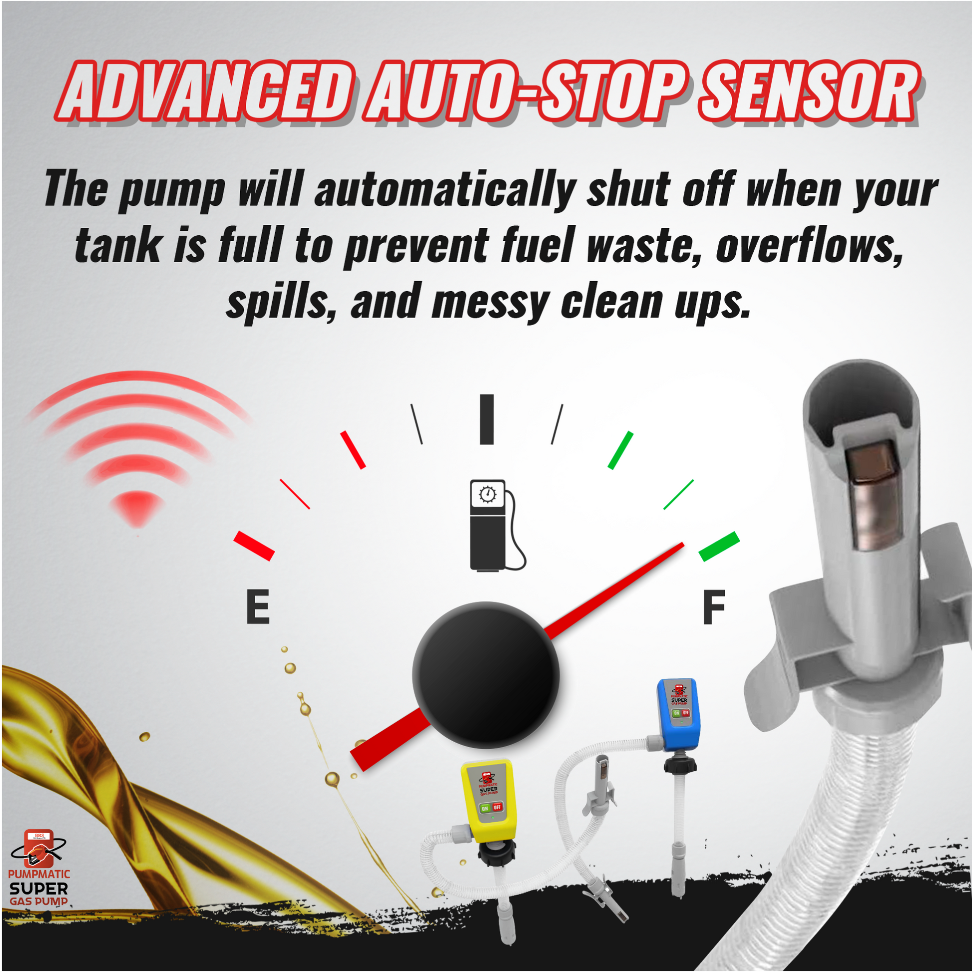 PumpMatic Super Gas Pump Fuel Transfer Pump for Gas, Diesel, Kerosene + 3 Power Sources w/ Extra Long Hose Siphon - BRS Super Battery