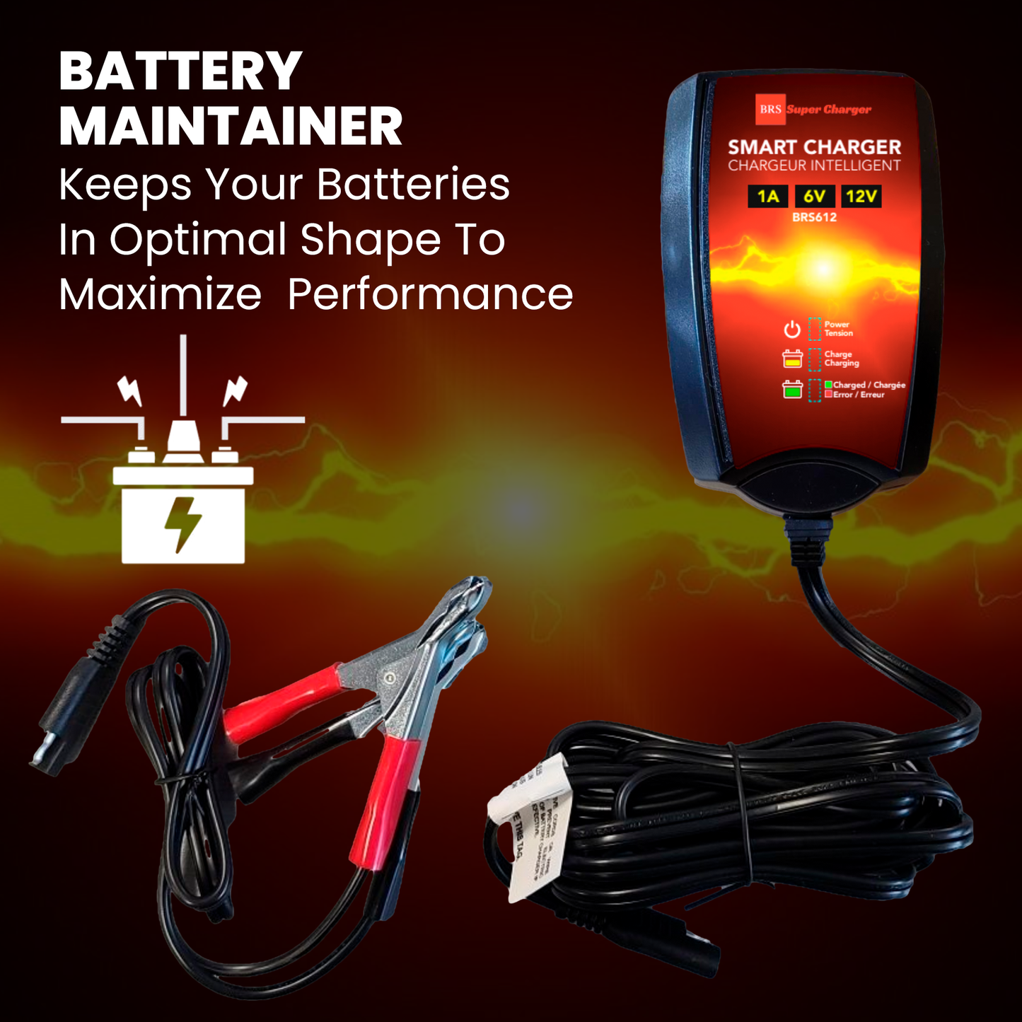 BRS Super Charger BRS612 - 6V/12V Fully Automatic Smart Charger Battery Maintainer & Rejuvenator - BRS Super Battery