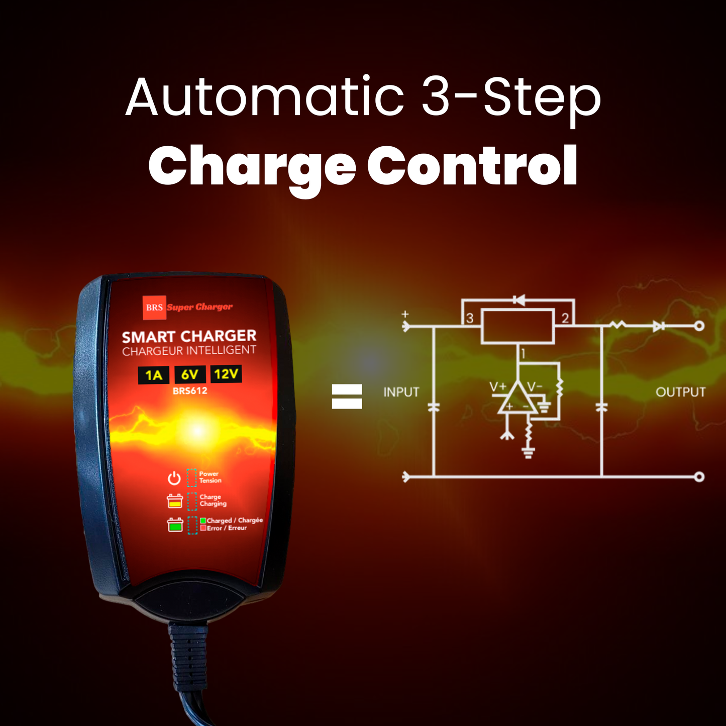 BRS Super Charger BRS612 - 6V/12V Fully Automatic Smart Charger Battery Maintainer & Rejuvenator - BRS Super Battery