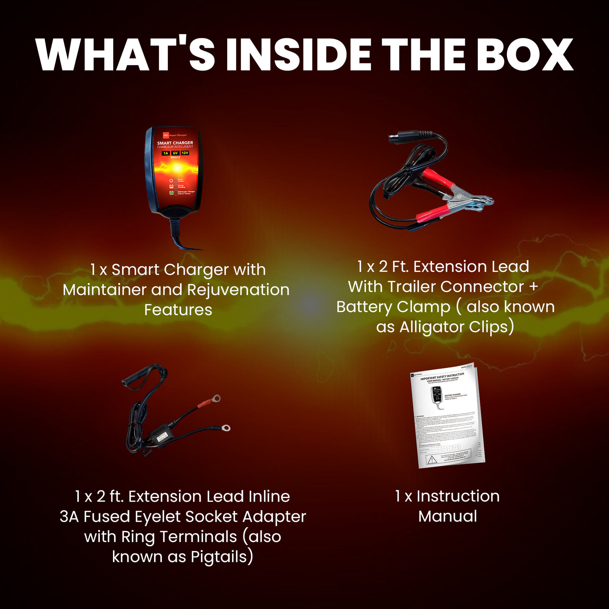 BRS Super Charger BRS612 - 6V/12V Fully Automatic Smart Charger Battery Maintainer & Rejuvenator - BRS Super Battery