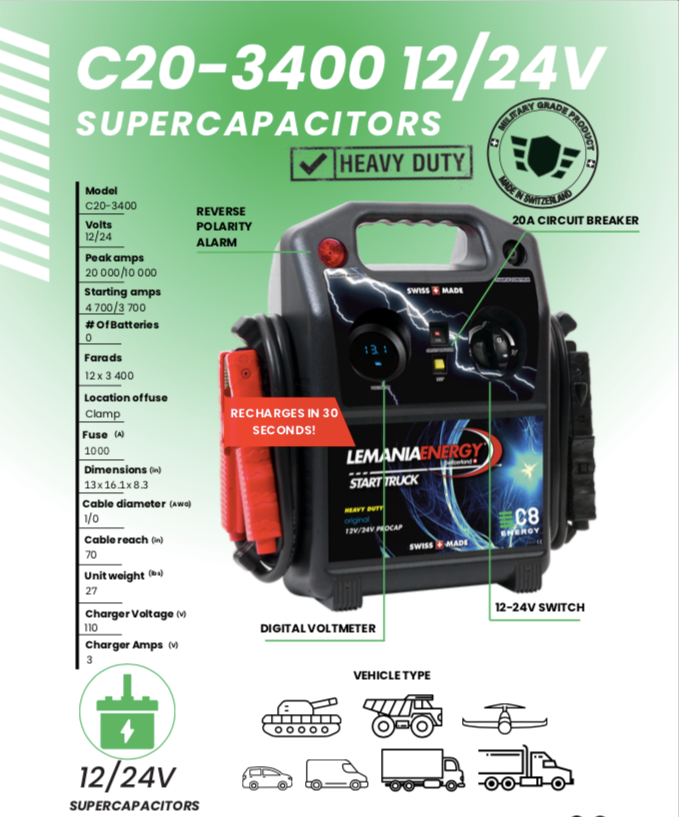 C8 Super Capacitor Booster Pack C20-3400 12/24v