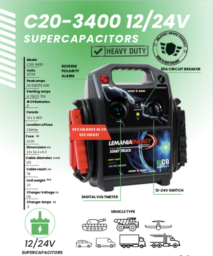 C8 Super Capacitor Booster Pack C20-3400 12/24v