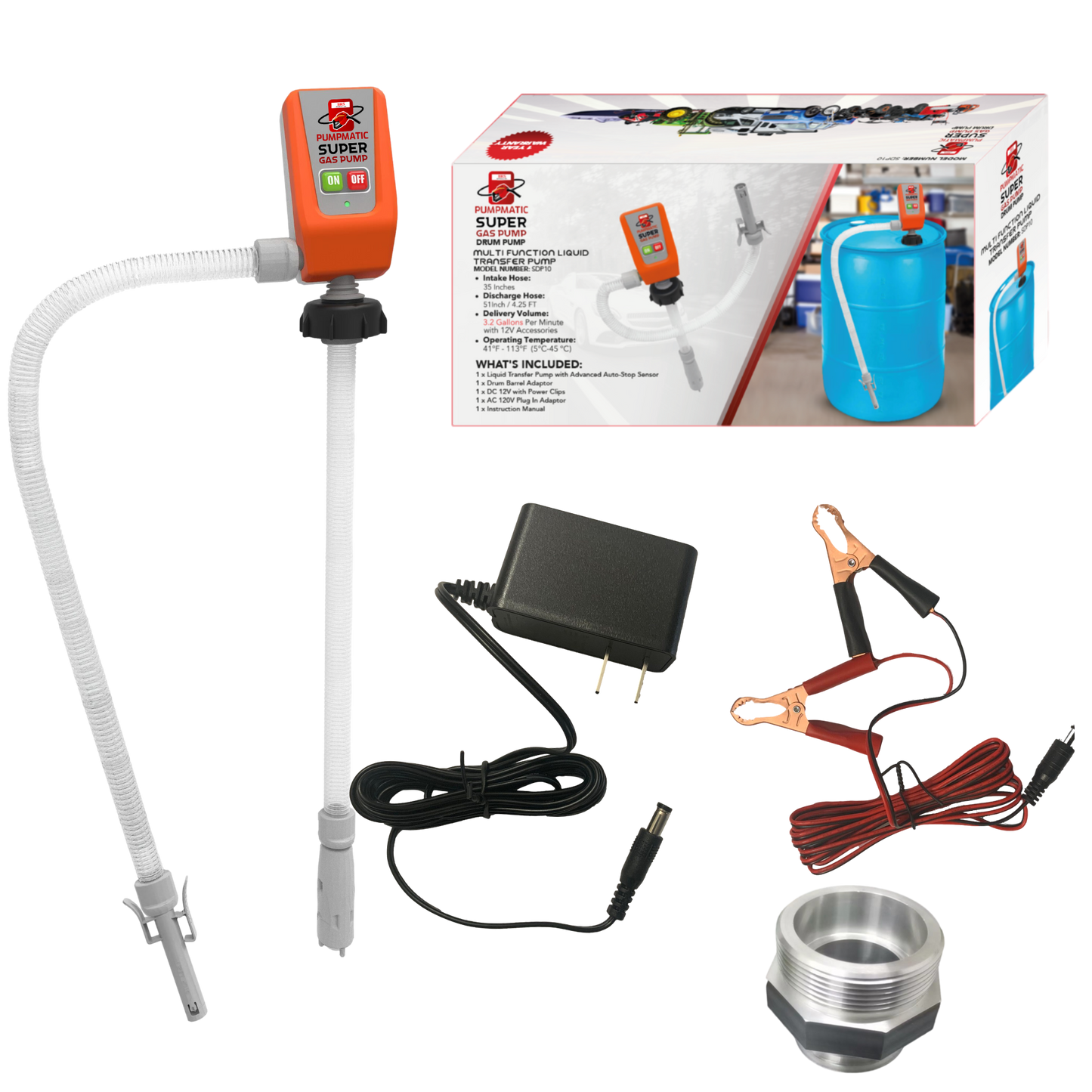 45 Gallon Drum Barrel Pump - Pumpmatic Super Drum Pump - BRS Super Battery