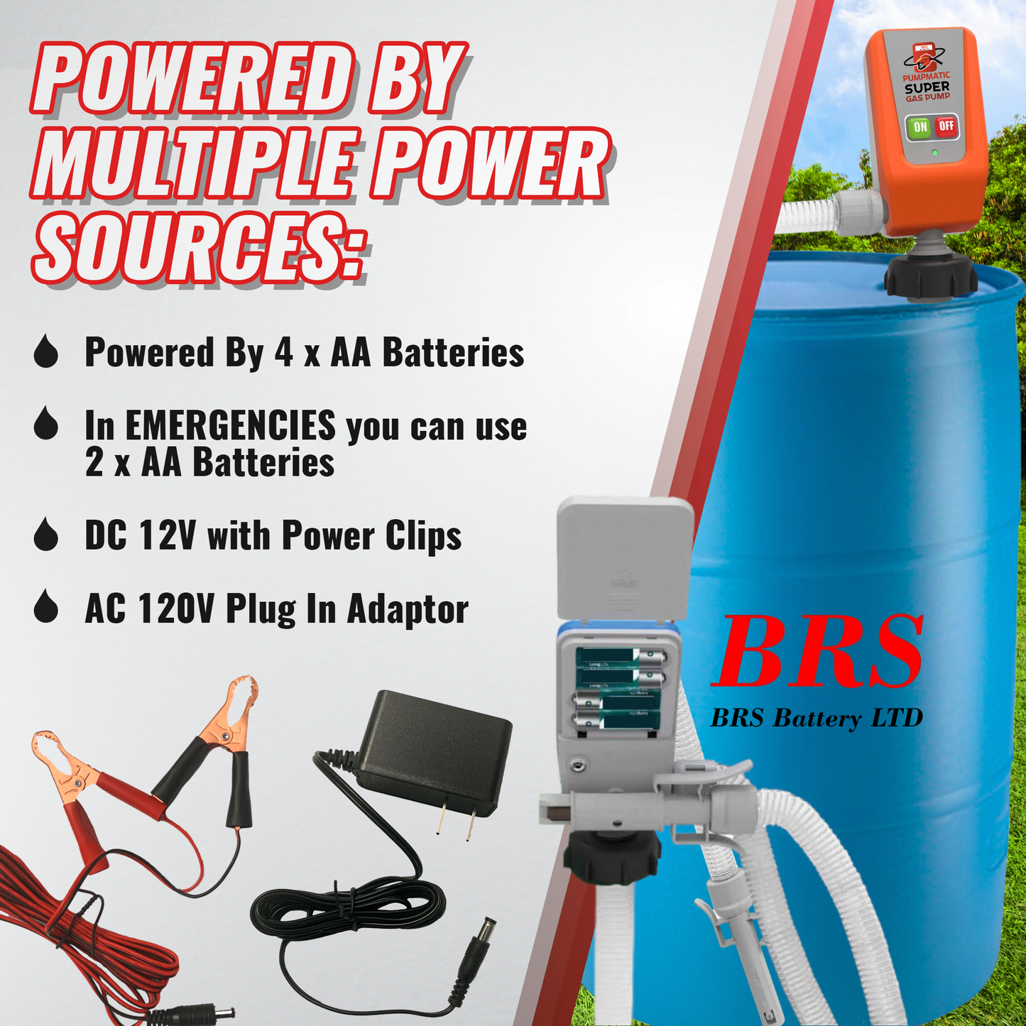 45 Gallon Drum Barrel Pump - Pumpmatic Super Drum Pump - BRS Super Battery