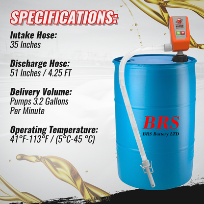 45 Gallon Drum Barrel Pump - Pumpmatic Super Drum Pump - BRS Super Battery
