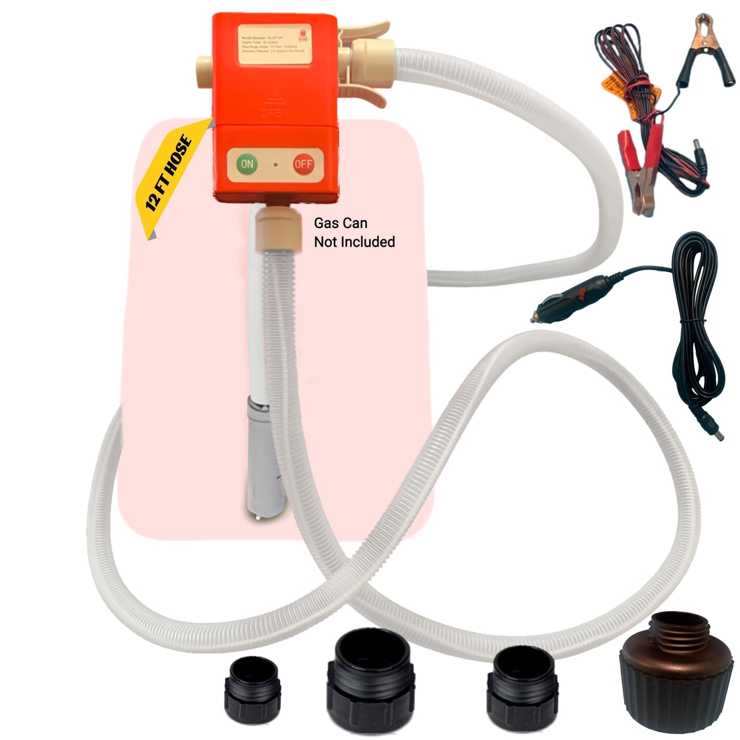 *New* PumpMatic Super Long Gas Pump w/ 12 Ft Hose - 3.8 GPM - Gas, Diesel, Kerosene - BRS Super Battery