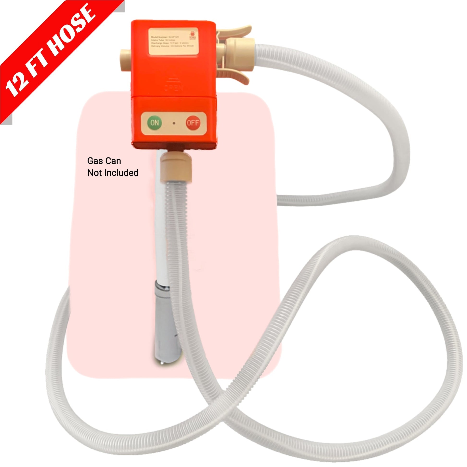 *New* PumpMatic Super Long Gas Pump w/ 12 Ft Hose - 3.8 GPM - Gas, Diesel, Kerosene - BRS Super Battery