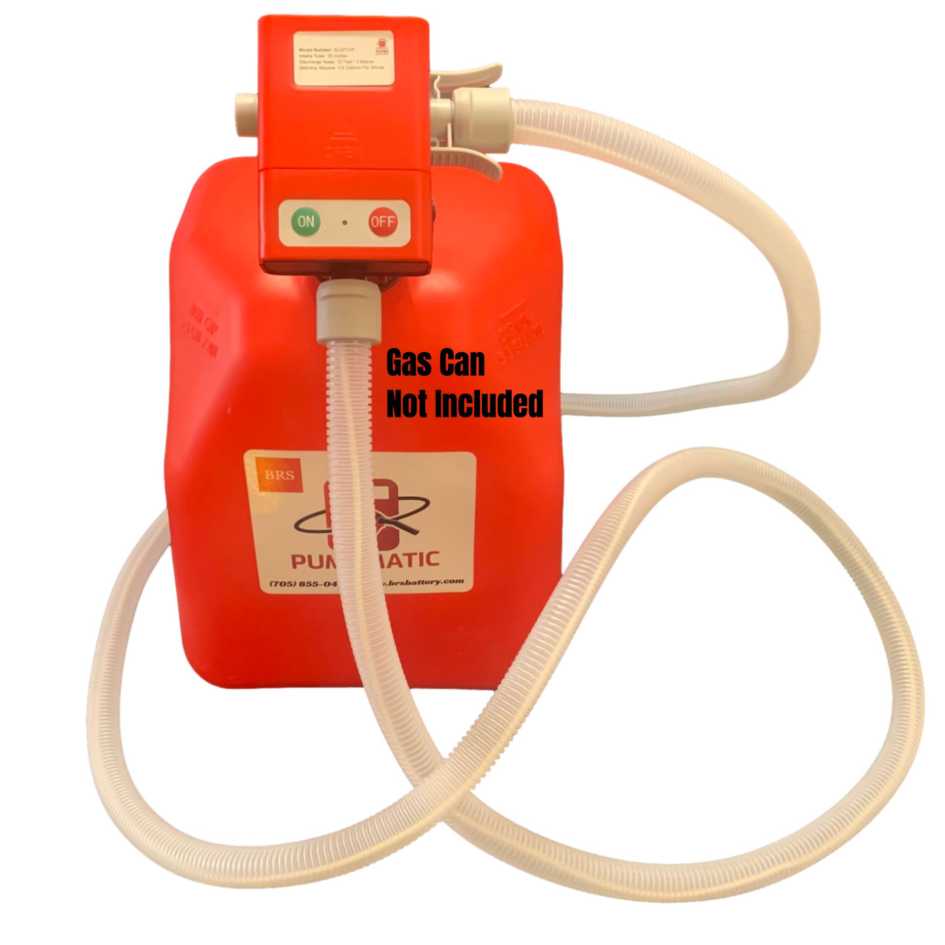 *New* PumpMatic Super Long Gas Pump w/ 12 Ft Hose - 3.8 GPM - Gas, Diesel, Kerosene - BRS Super Battery