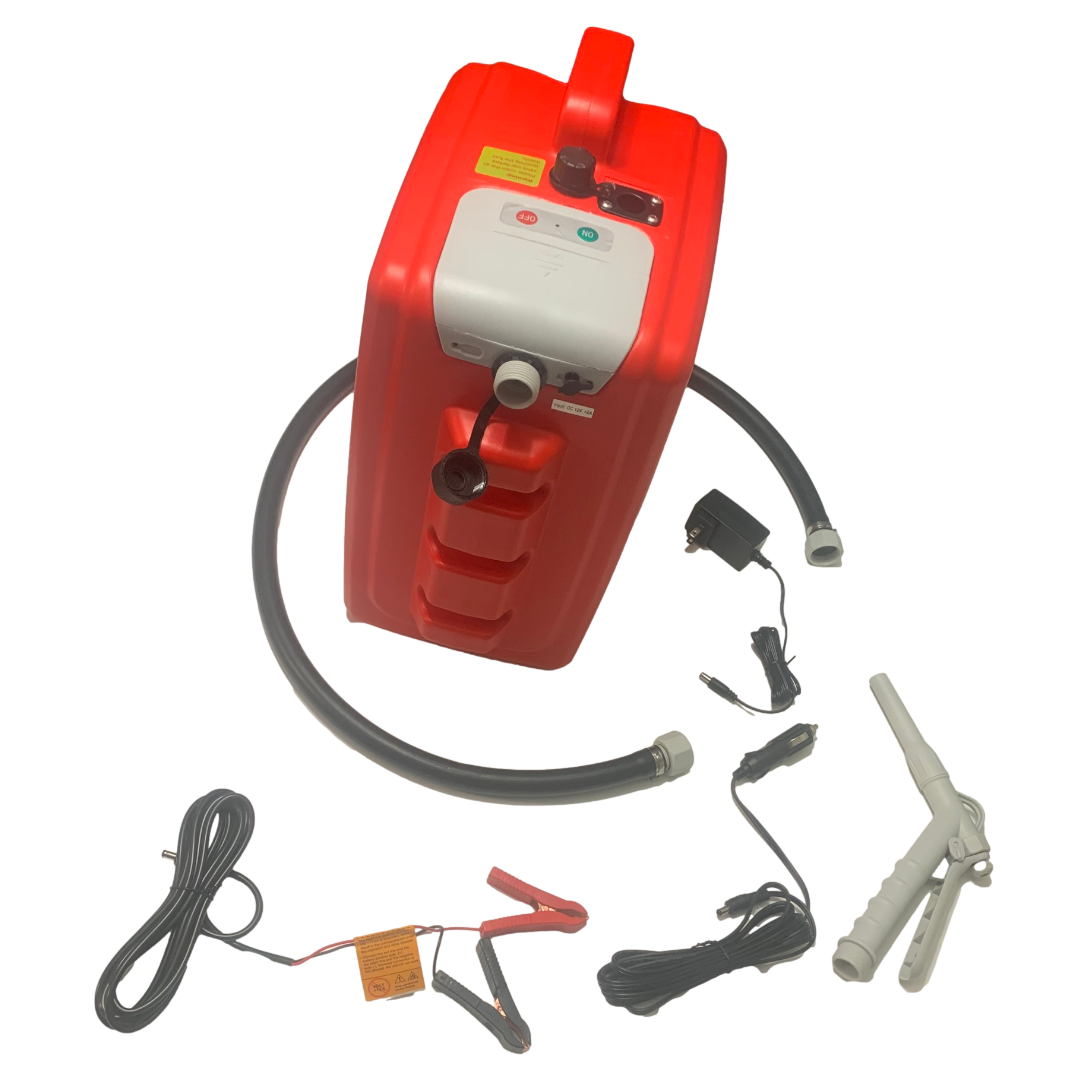 *NEW* PumpMatic Portable Fuel Station - Heavy Duty Rubber Hose, LED Display, Multi-Power Options for Cars, Boats & Equipment - BRS Super Battery