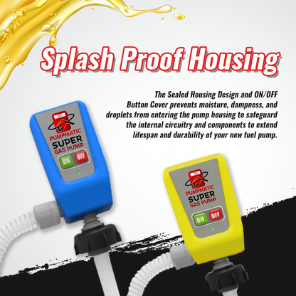 PumpMatic Super Gas Pump Fuel Transfer Pump for Gas, Diesel, Kerosene + 3 Power Sources w/ Extra Long Hose Siphon - BRS Super Battery