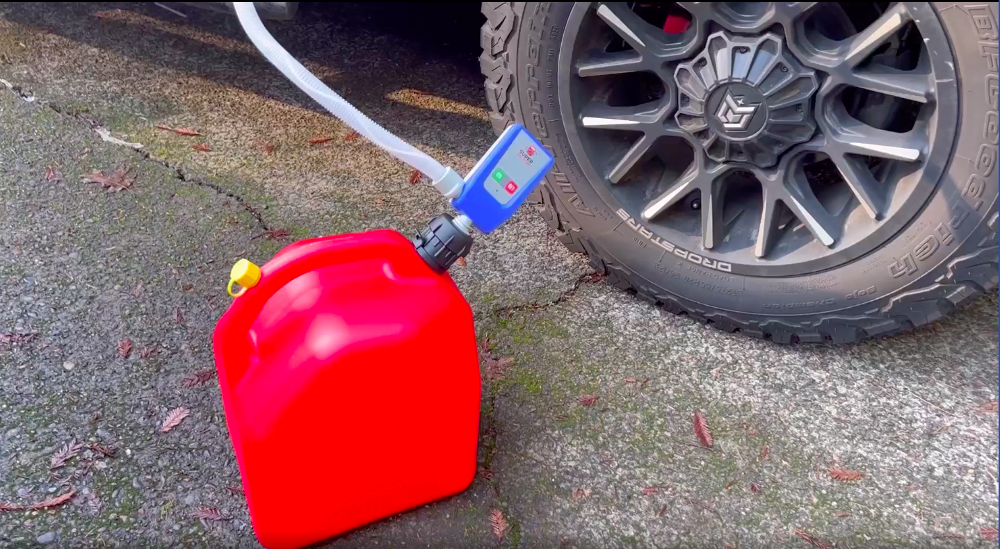 PumpMatic Super Gas Pump Fuel Transfer Pump for Gas, Diesel, Kerosene + 3 Power Sources w/ Extra Long Hose Siphon - BRS Super Battery