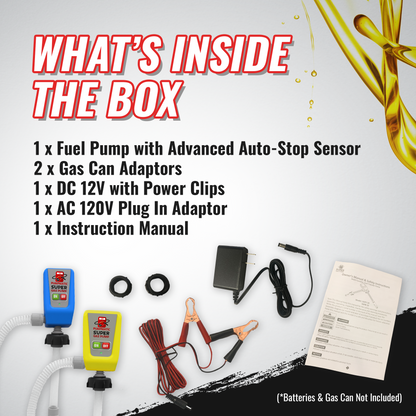 PumpMatic - Diesel Fuel Pump - Transfer Gas, Kerosene + Siphon Pump + 3 Power Sources w/ 4.25 Ft Hose - BRS Super Battery